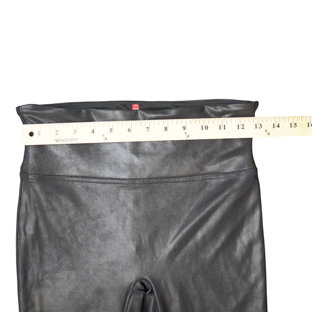 Spanx Faux Leather Leggings Black High Waist Shiny Sz L EUC - Picture 7 of 13